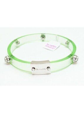 Lia Sophia Translucent Green Lucite Resin Crystal & Silver Studs Bracelet